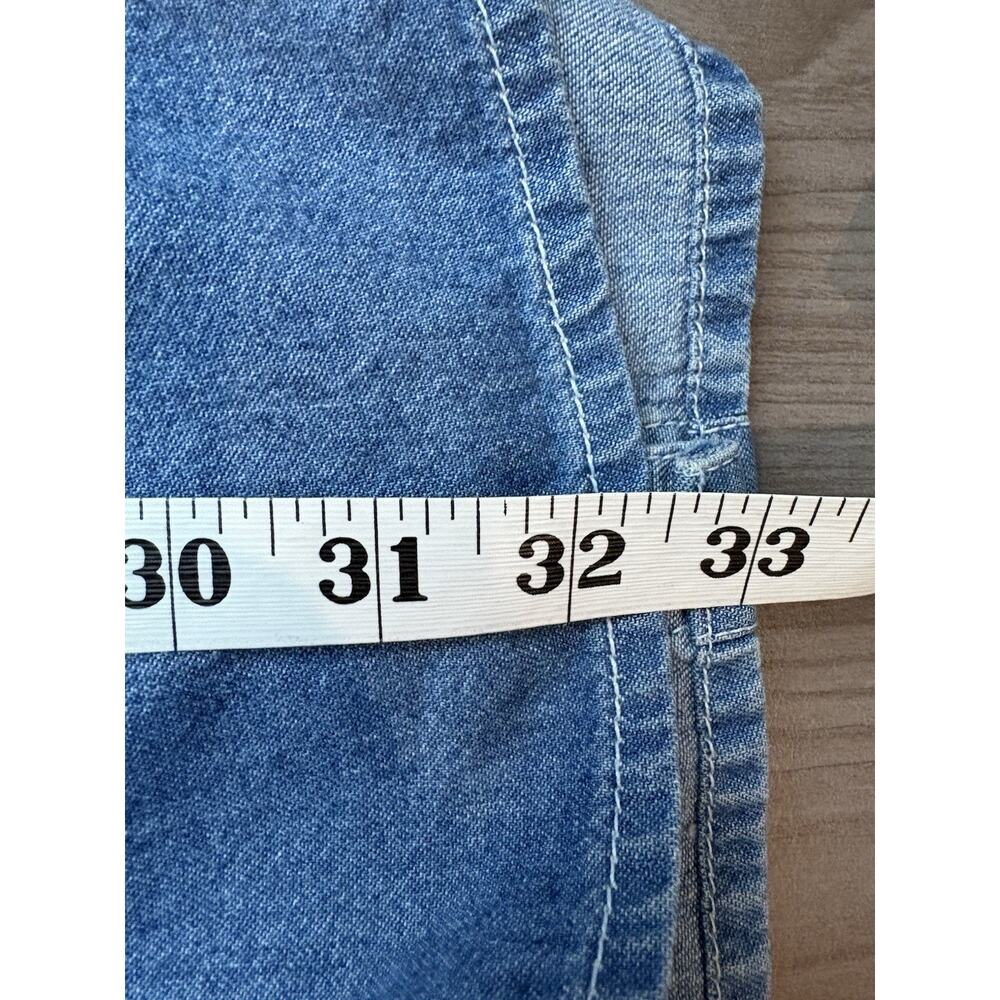 Bill Blass Jeans Denim Shirt Small Collar Long Sleeve Hand Embroidered Cotton! - Picture 9 of 13